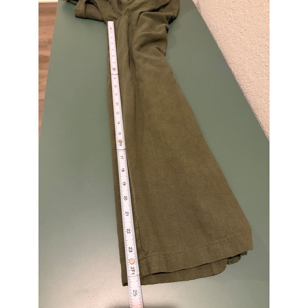 Lulus Olive Green High Waisted Wide Leg Pleated Linen Blend Trousers Small - Picture 5 of 7